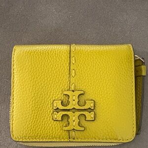 Tory Burch Chartreuse Leather Wallet